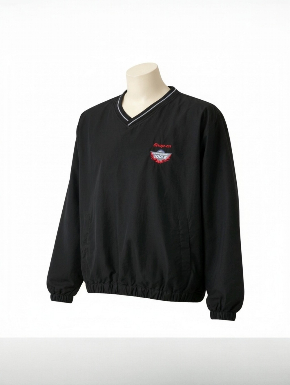 Snap-On Tools Windbreaker XXL Black V-Neck Nylon Pullover Jacket